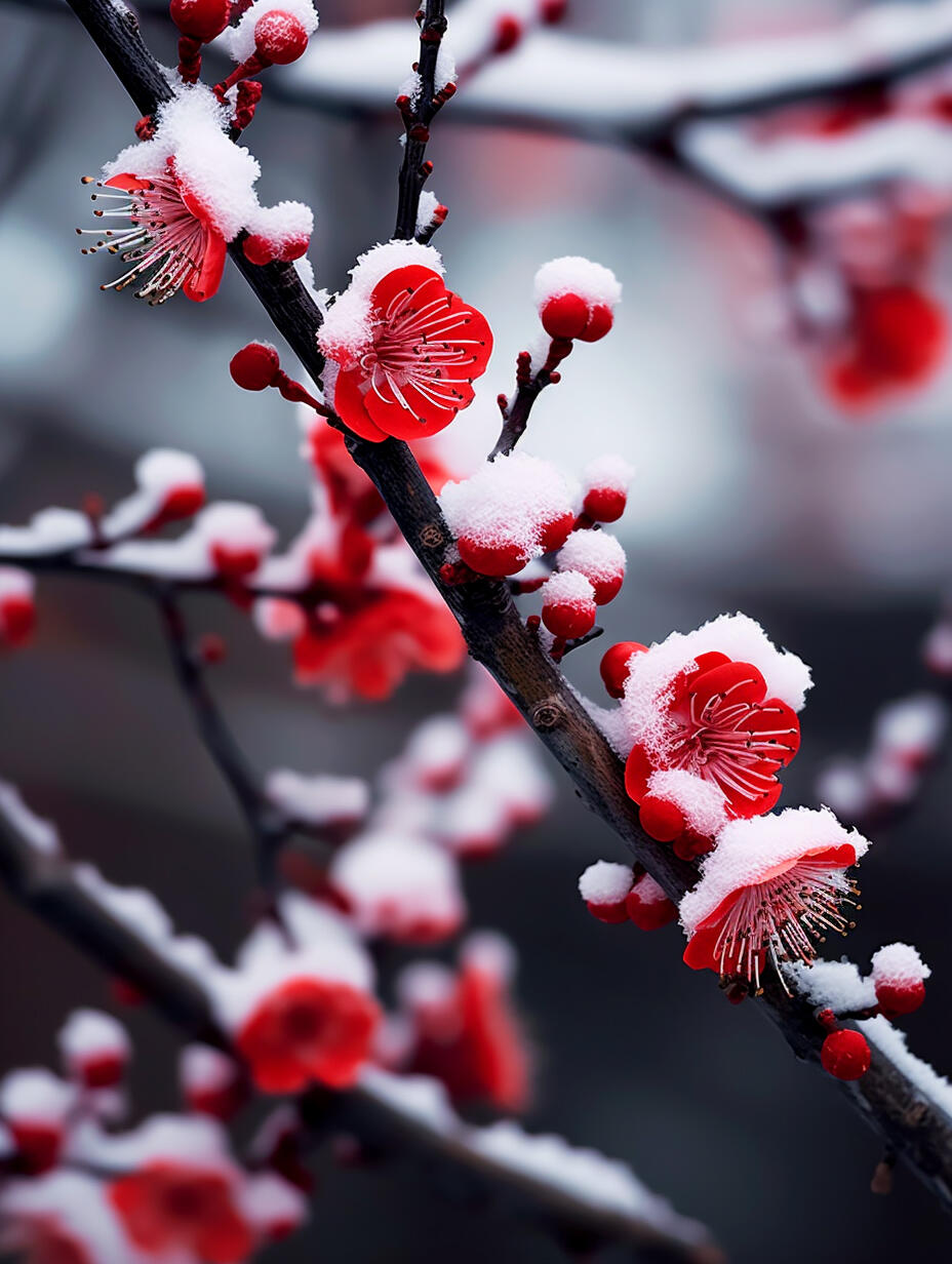 红梅与清雪,是上天对人间最美的恩赐 《雪梅》 卢钺  〔宋代〕 梅雪争
