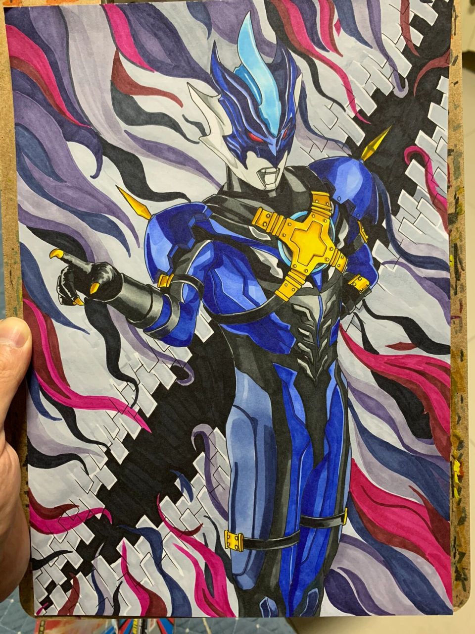 喜欢就画一个吧 马克笔手绘托雷基亚奥特曼,如果孩子也喜欢这个黑暗