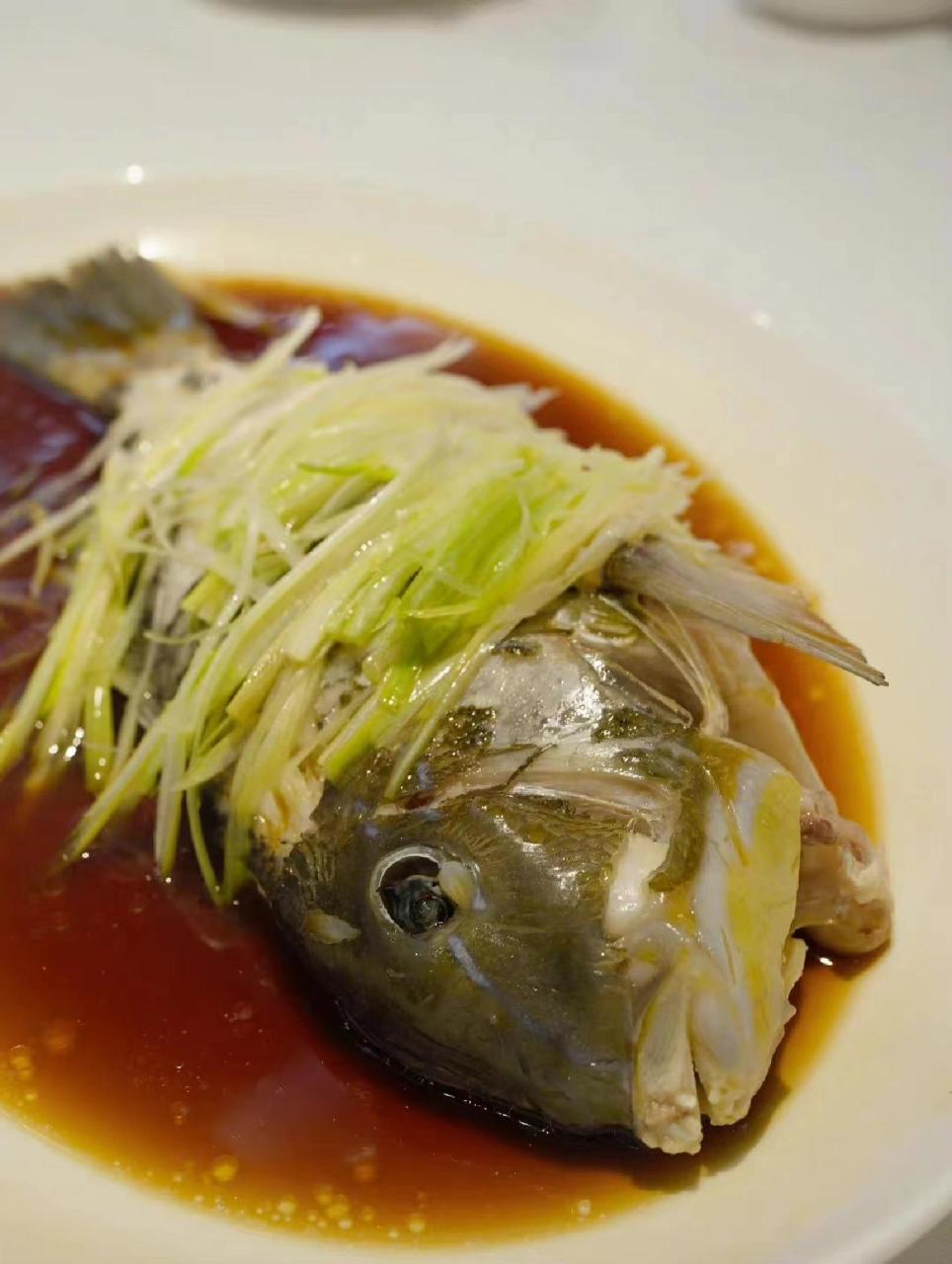 清蒸青衣鱼 一斤重的青衣鱼,蒸十一分钟,淋一层明