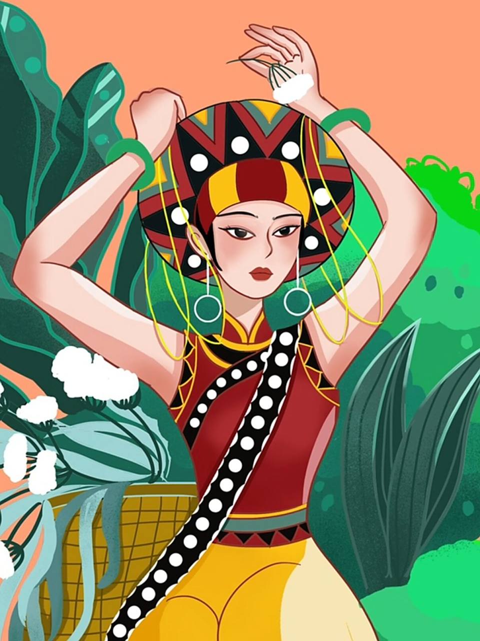 国风线性插画打卡7|56个民族之傈僳族 1,傈僳(li su)族简介:被称为"