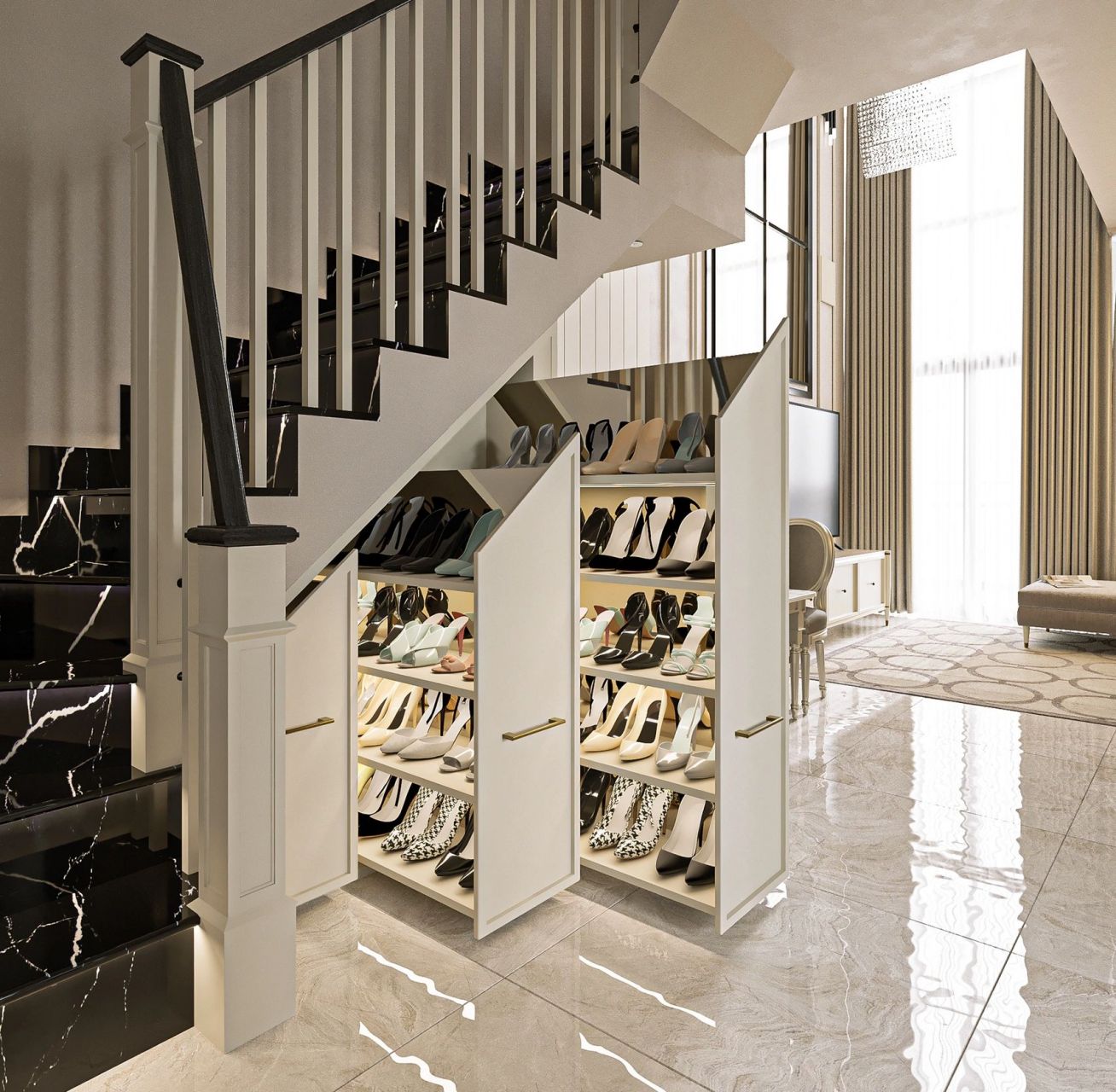 楼梯间鞋柜设计效果图图片