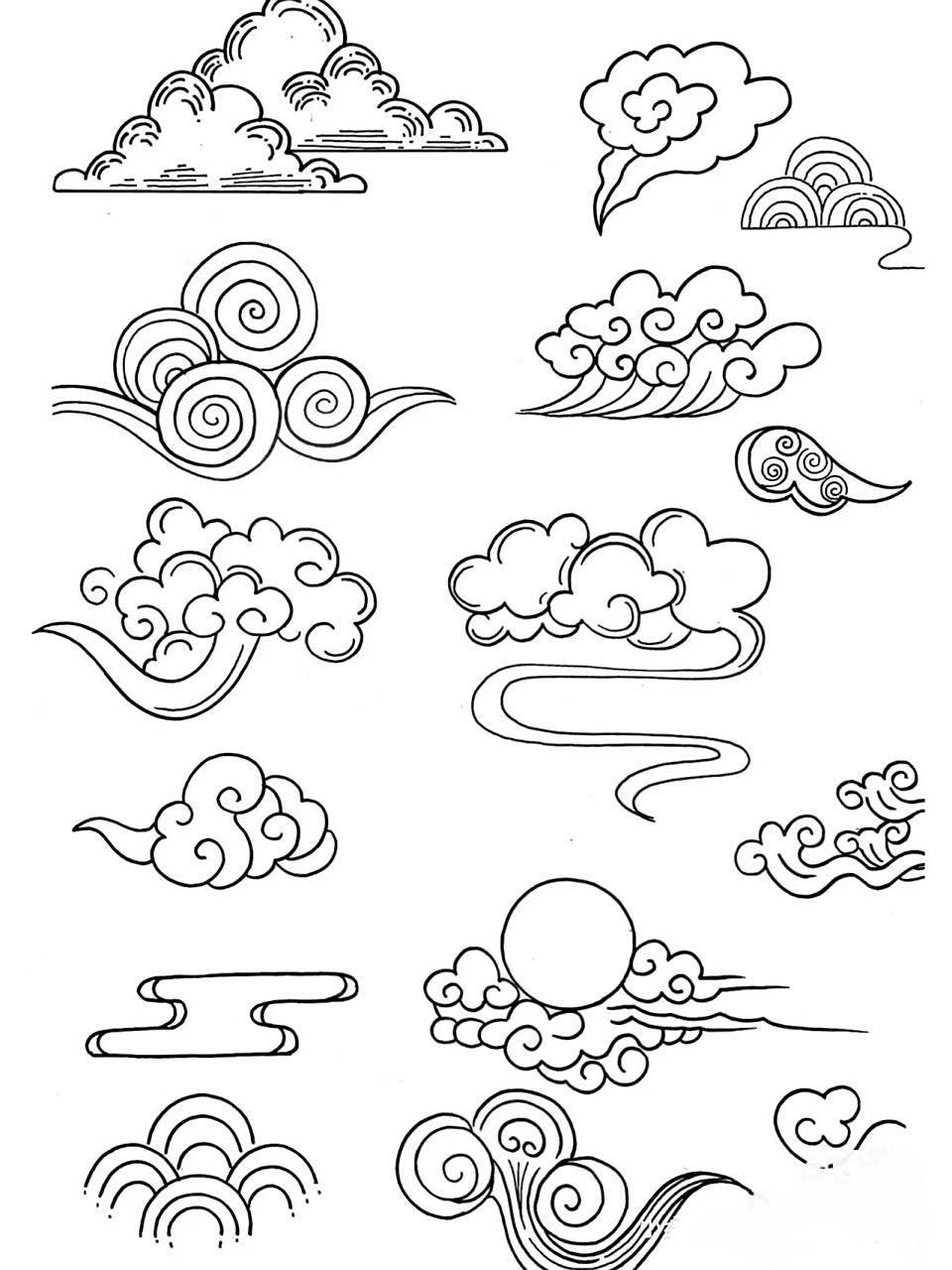 考研装饰画国风素材-云纹浪纹(3) 国风素材——云纹和浪纹,需要可自取