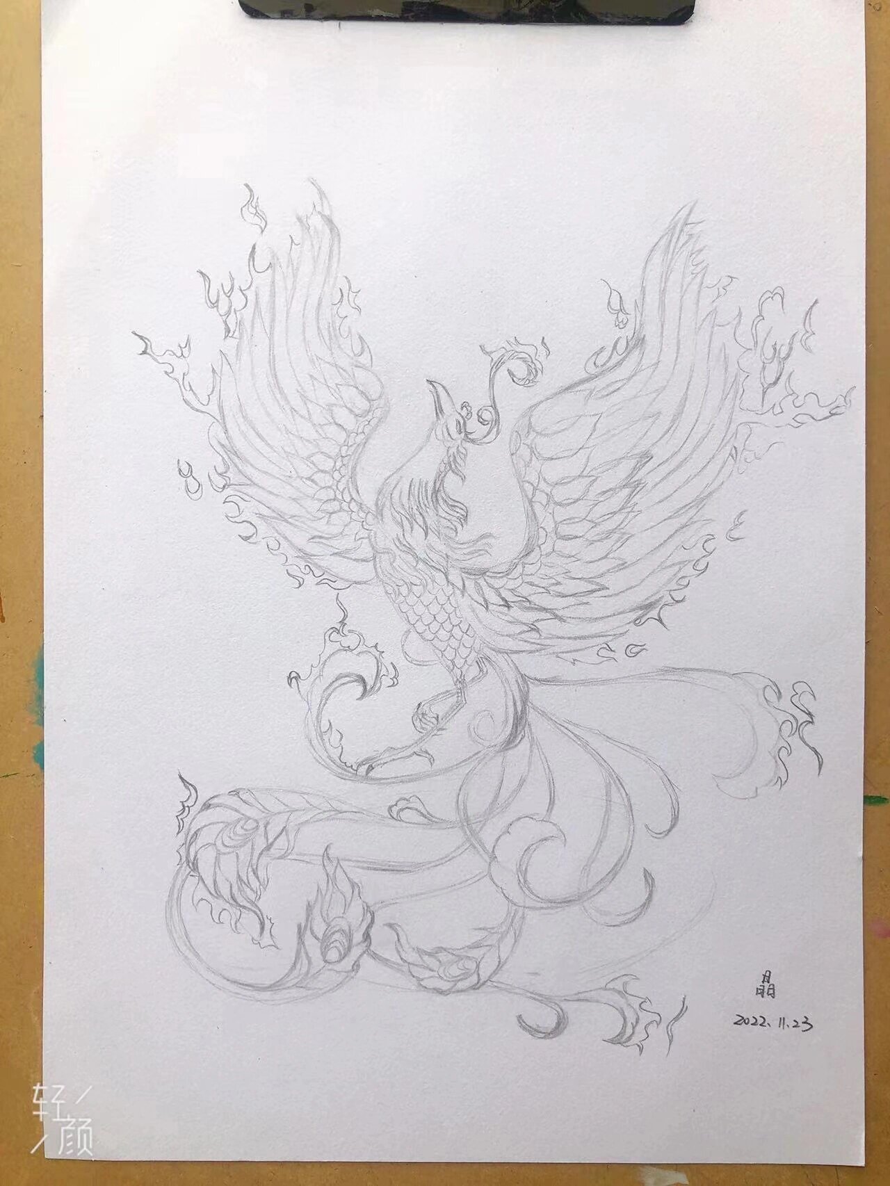 静默期:画朱雀,属火🔥,寓意吉祥安宁