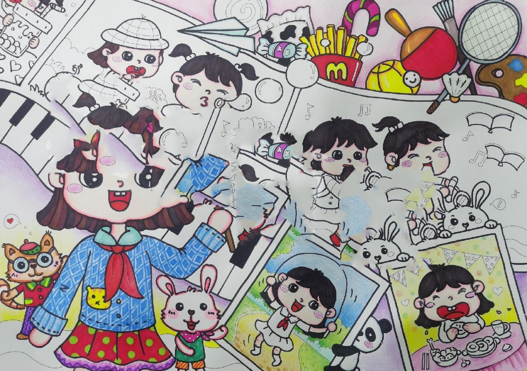 "双减下的快乐生活"主题原创绘画