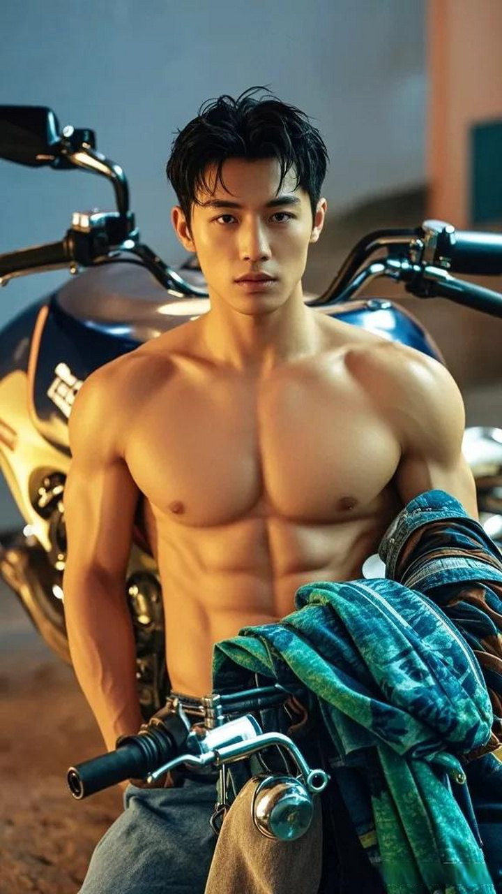肌肉男,帅气逼人 健身的男人最帅,肌肉线条太迷人了 机车是肌肉猛男的