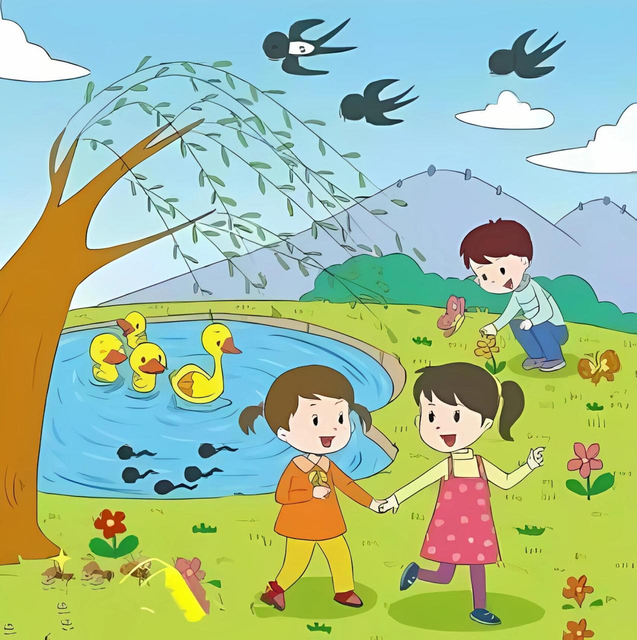 一二年级看图写话《美丽的春天》 春天来了,万物复苏.