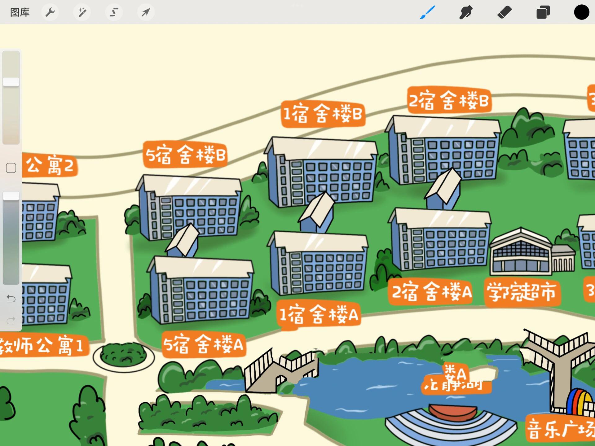 学校手绘地图怎么画图片