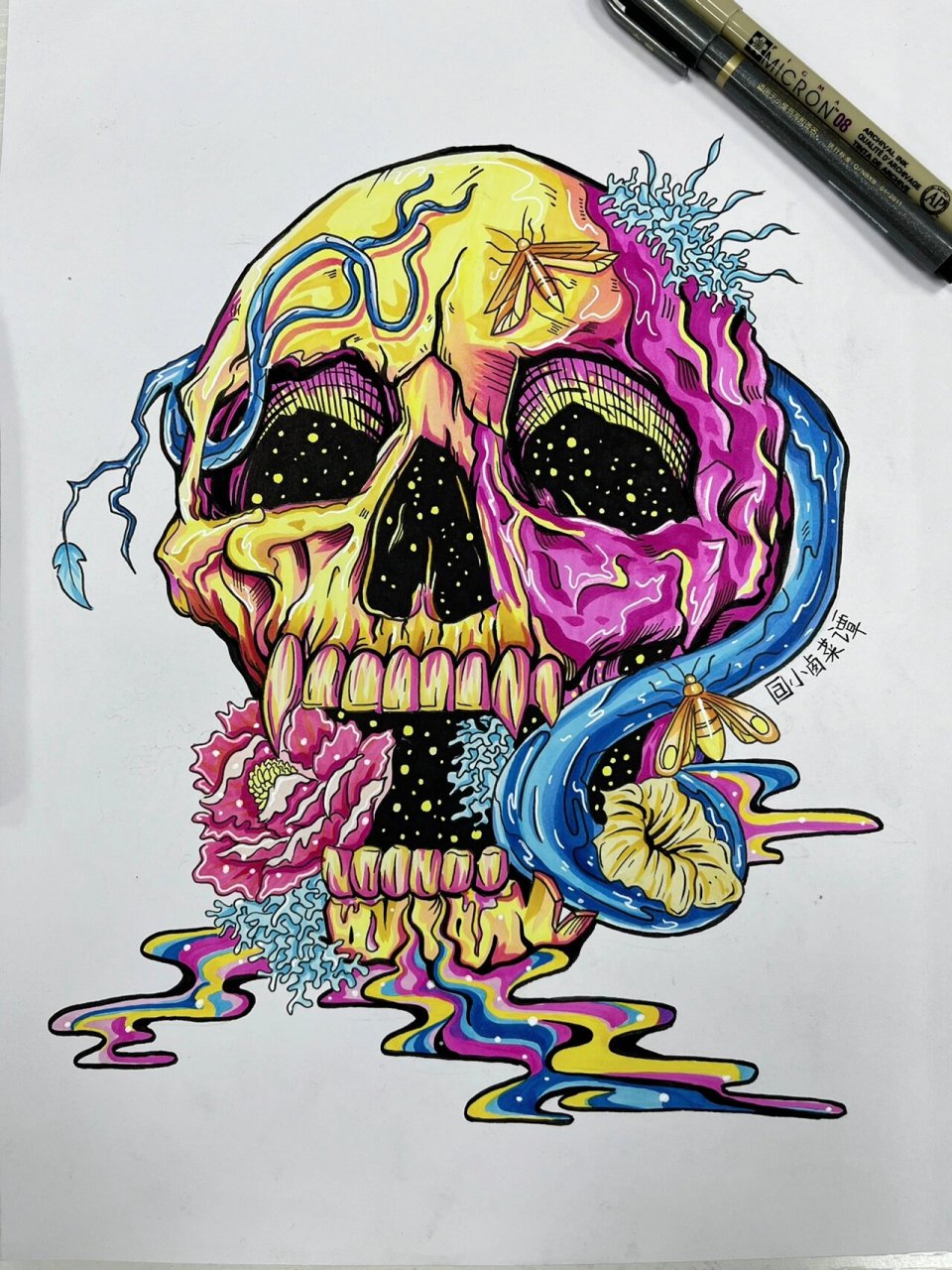 老师作品——骷髅头装饰画法
