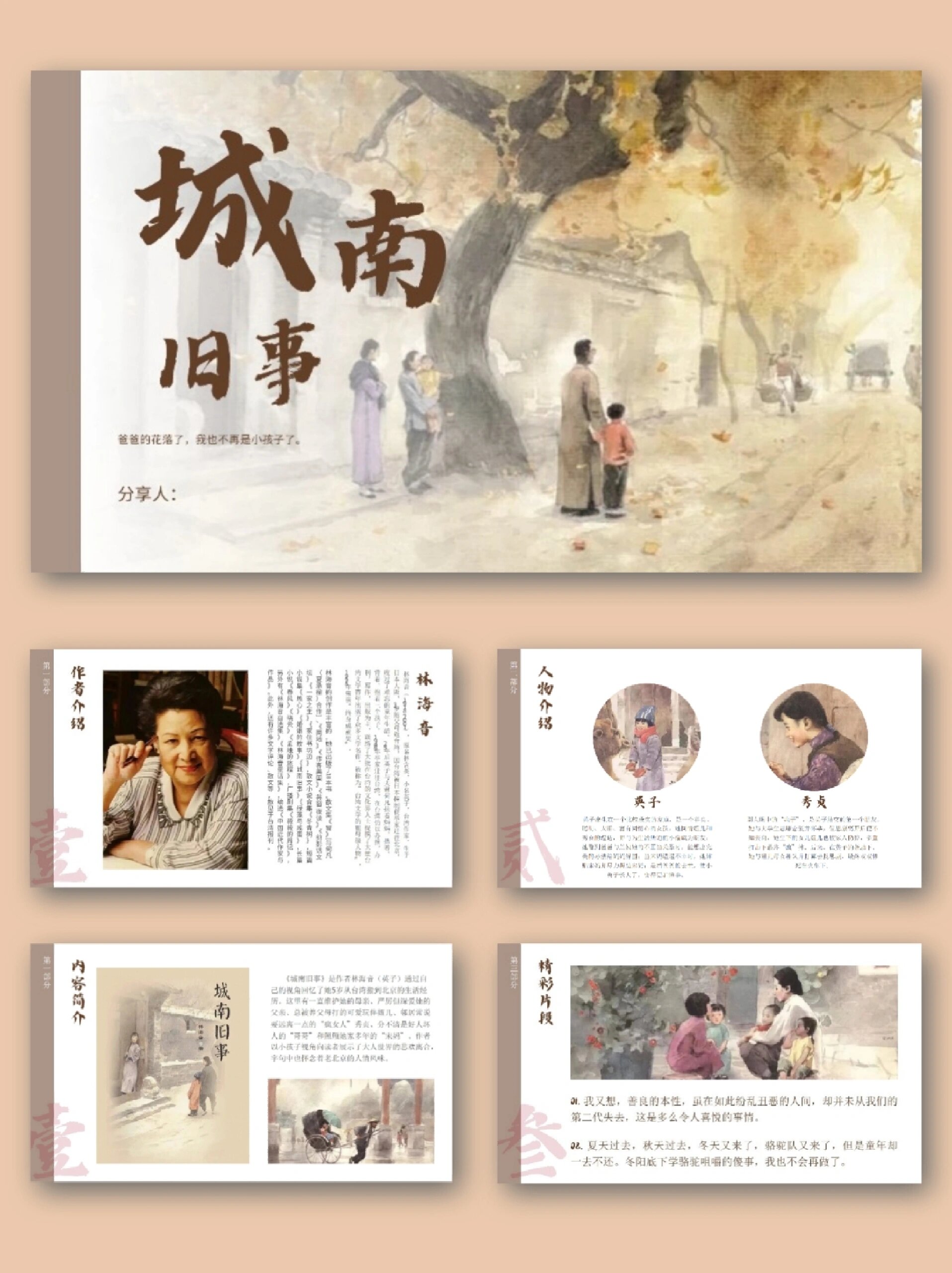 93好书分享之城南旧事ppt模板