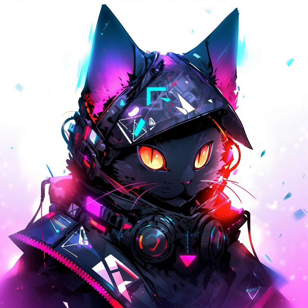 科幻猫猫头像,戴耳机 科幻猫猫系列2