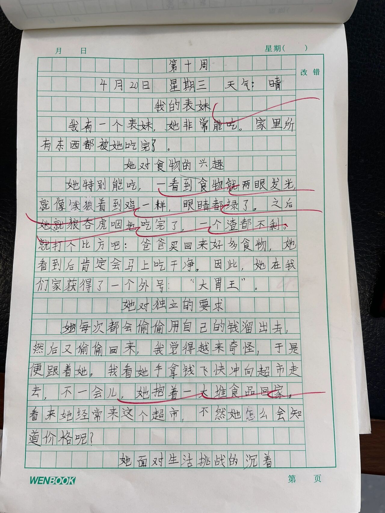 四年级下册语文周记