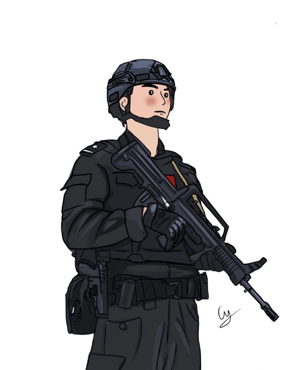 特警手绘头像 接稿中 不喜欢用自己的照片做头像,也不想用别人的