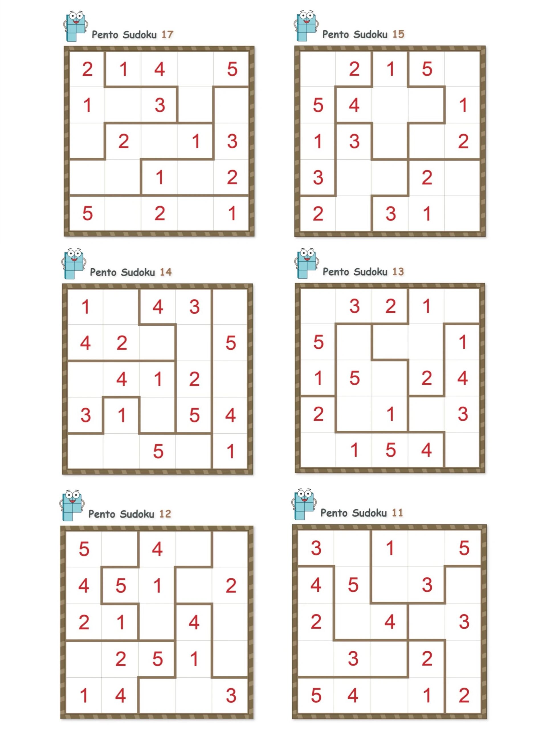 5x5 异性数独(5岁以上宝宝均可)