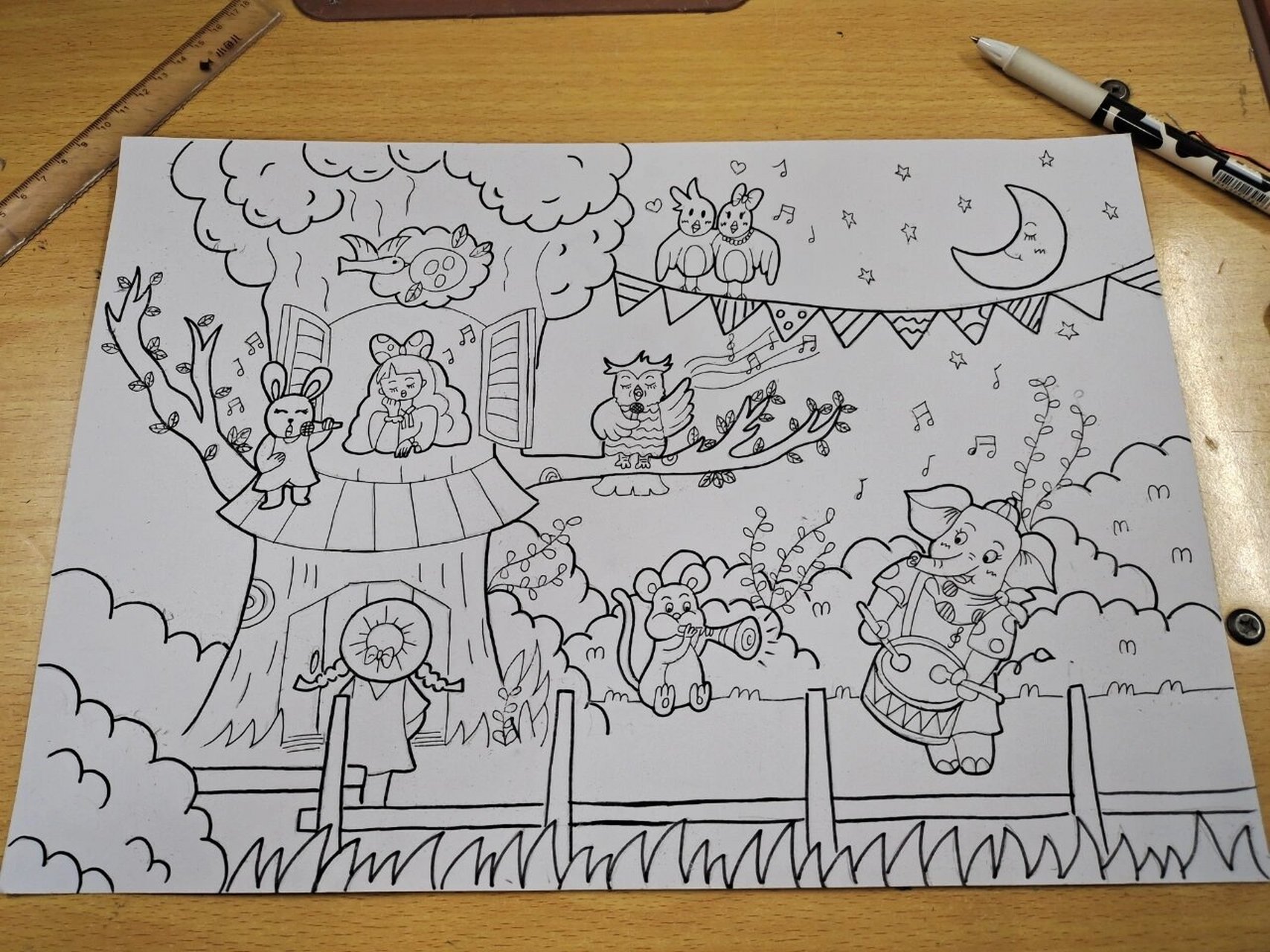 森林音乐会(临摹)简笔画