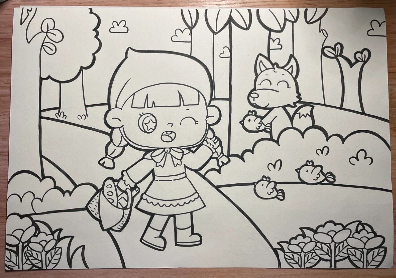 儿童画/小红帽和大灰狼