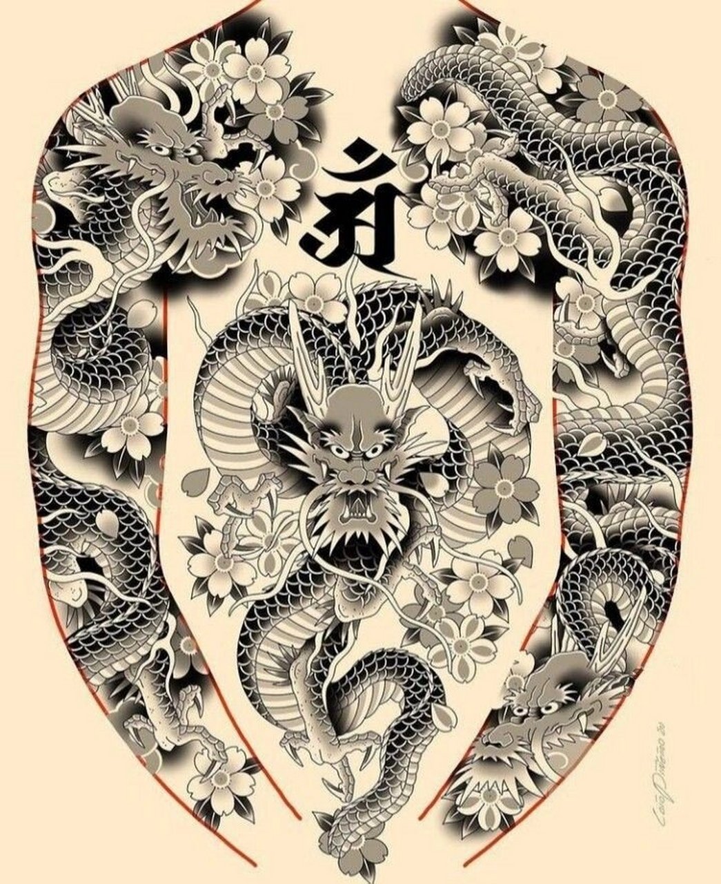 老传统全甲花臂纹身手稿 武汉龙族纹身 分享老传统全甲花臂纹身手稿