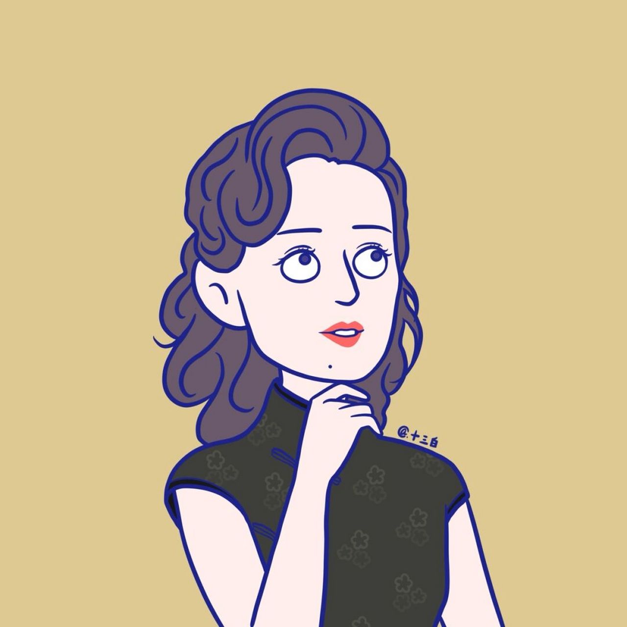 第二组旗袍美人,比较难猜哦95 手绘头像 旗袍 女星 #我是原创插画师