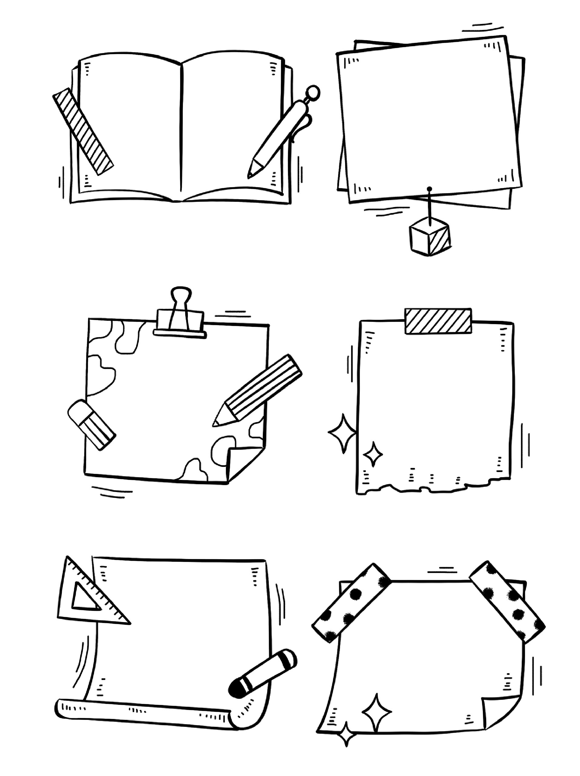 开学季手绘卡通边框黑白免扣素材分享