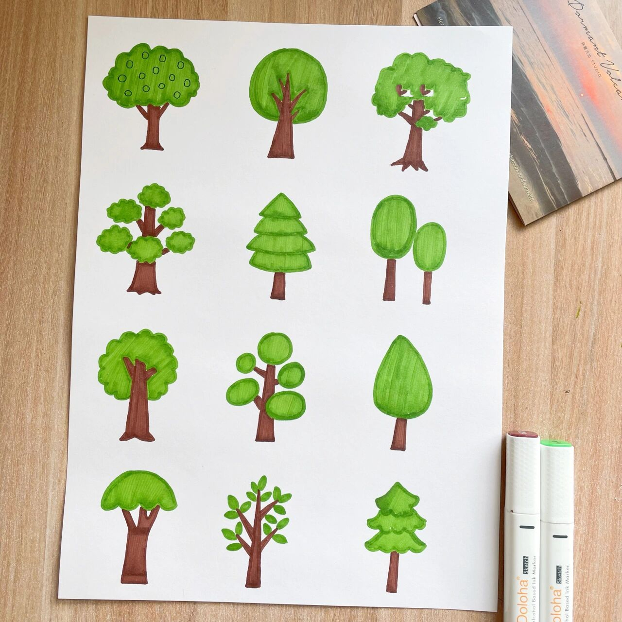 「小树」简笔画 超简单治愈系小树 笔:多乐绘马克笔 简笔画 