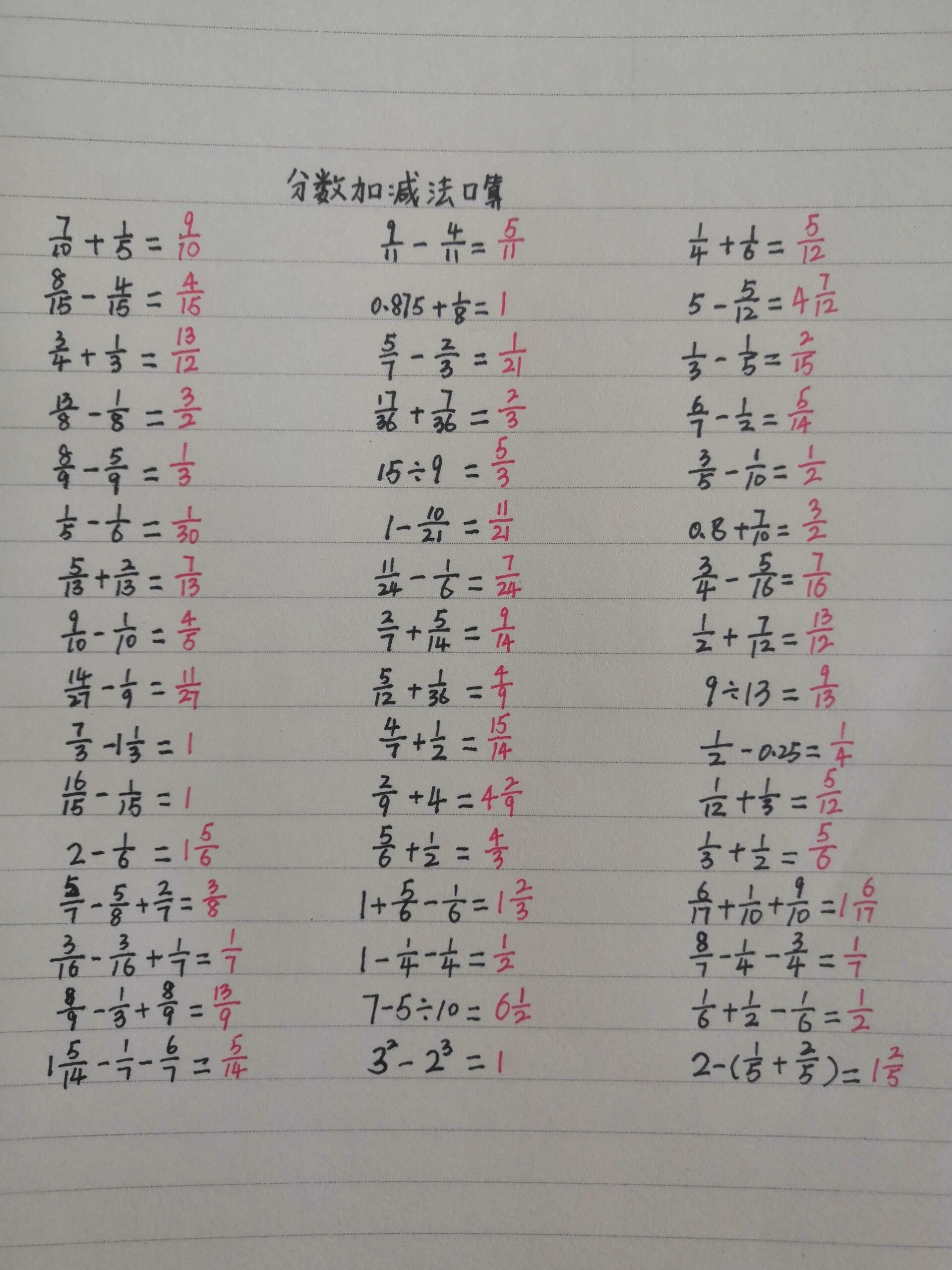 分数计算题50道