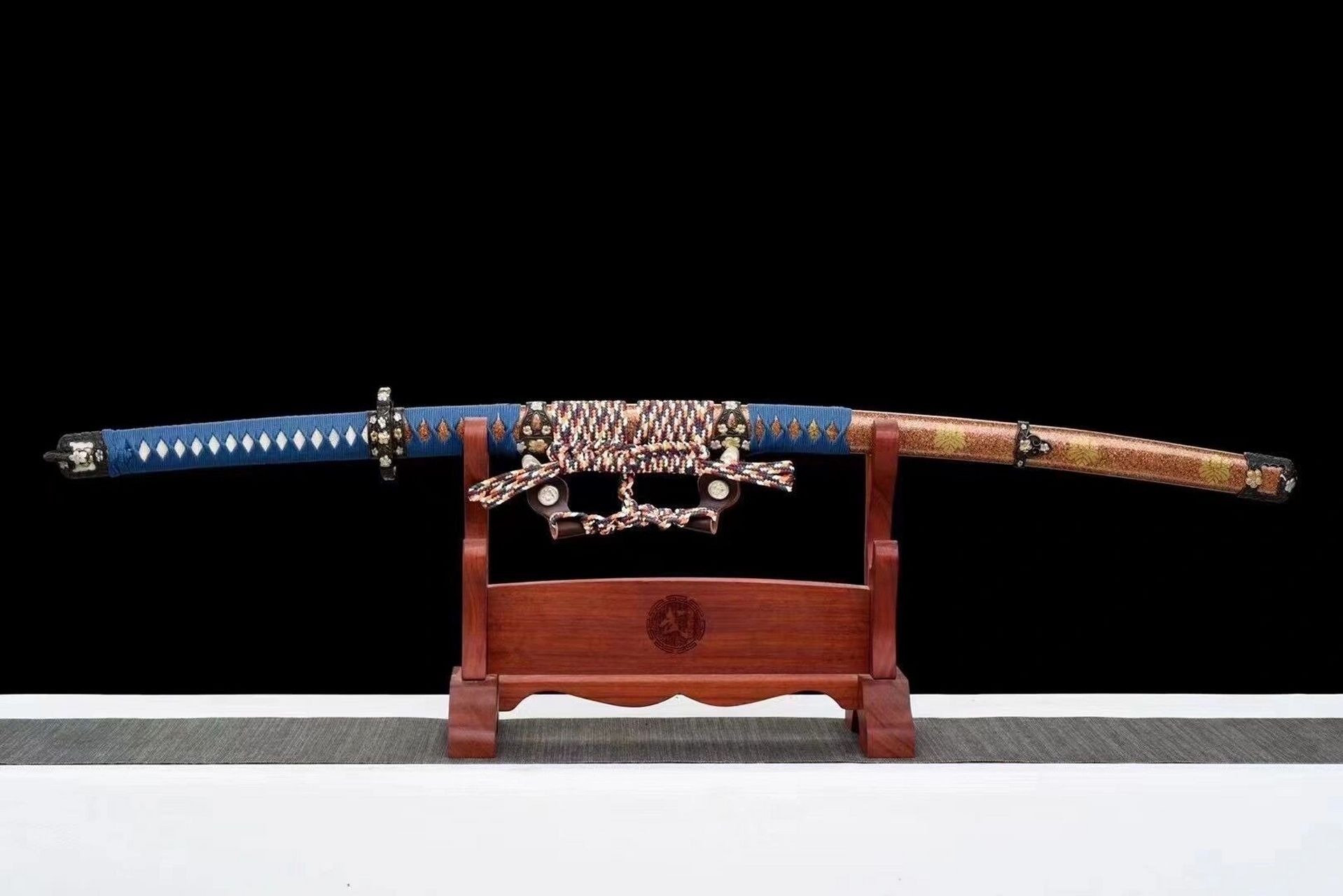 武士刀太刀打刀手工作品高端品质  26寸百炼花纹钢覆土烧刃研磨樱花