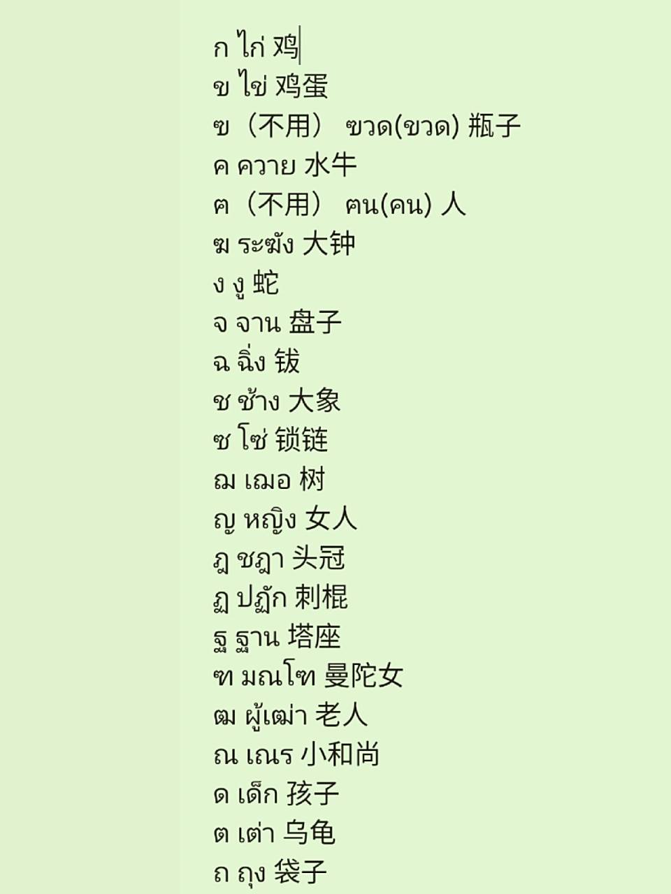 泰语字母表对应的中文翻译在这哦!