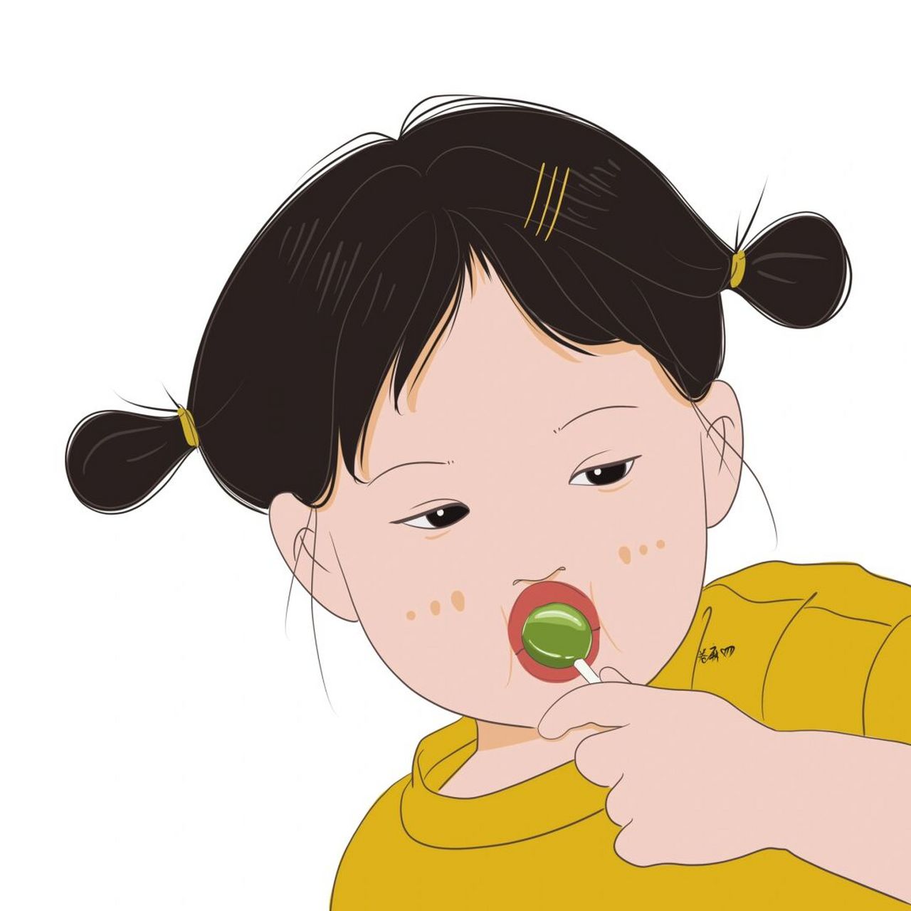 插画 | 头像 | 吃棒棒糖的小女孩 图片92二改92商用92去签名