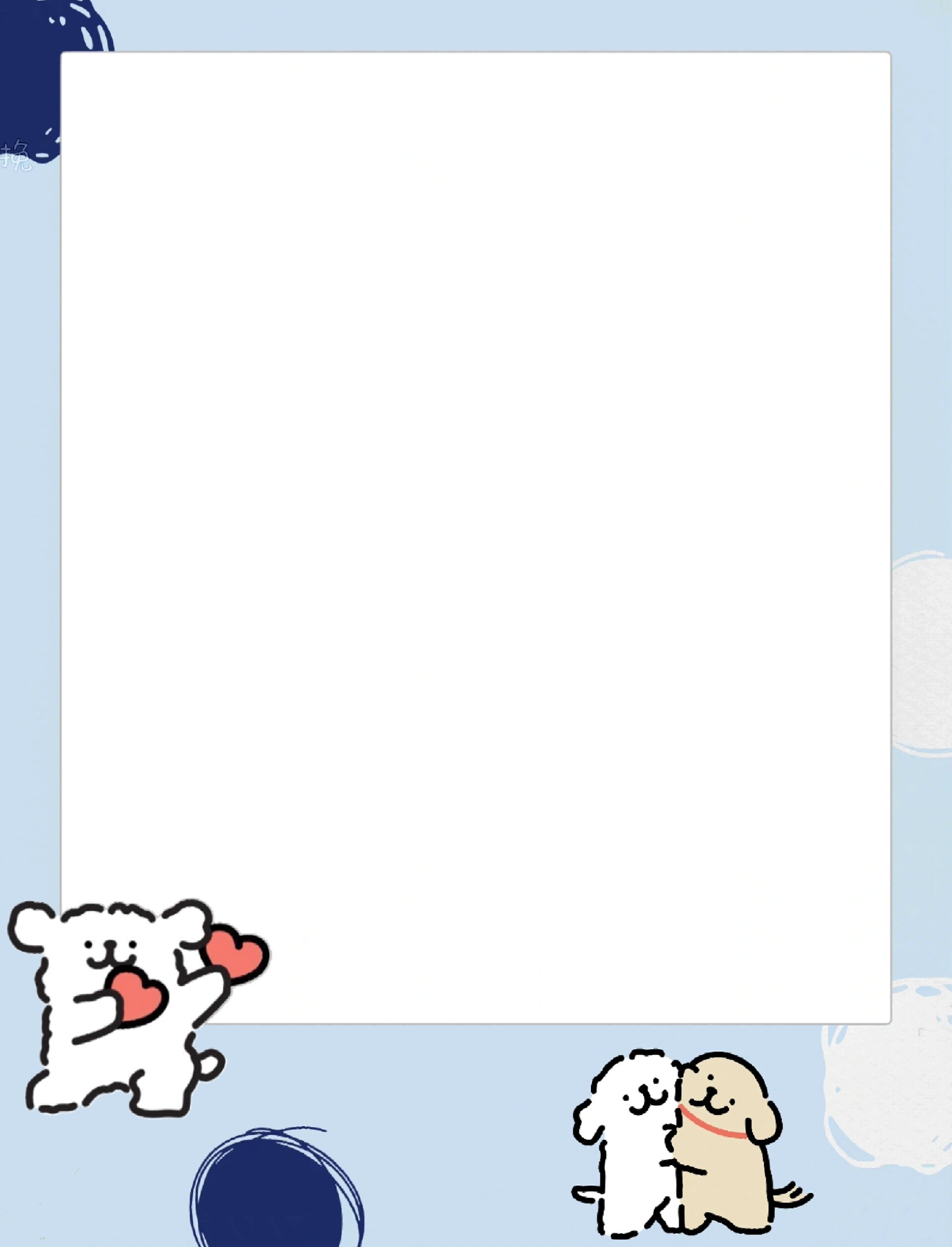 线条小狗の拍立得相框92 png透明底  直接把照片放底层就可以啦