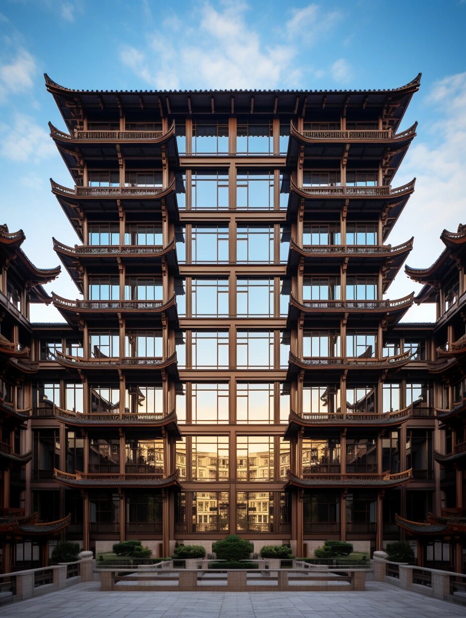 现代中式大楼—建筑造型外观设计 现代中式大楼—建筑造型外观设计