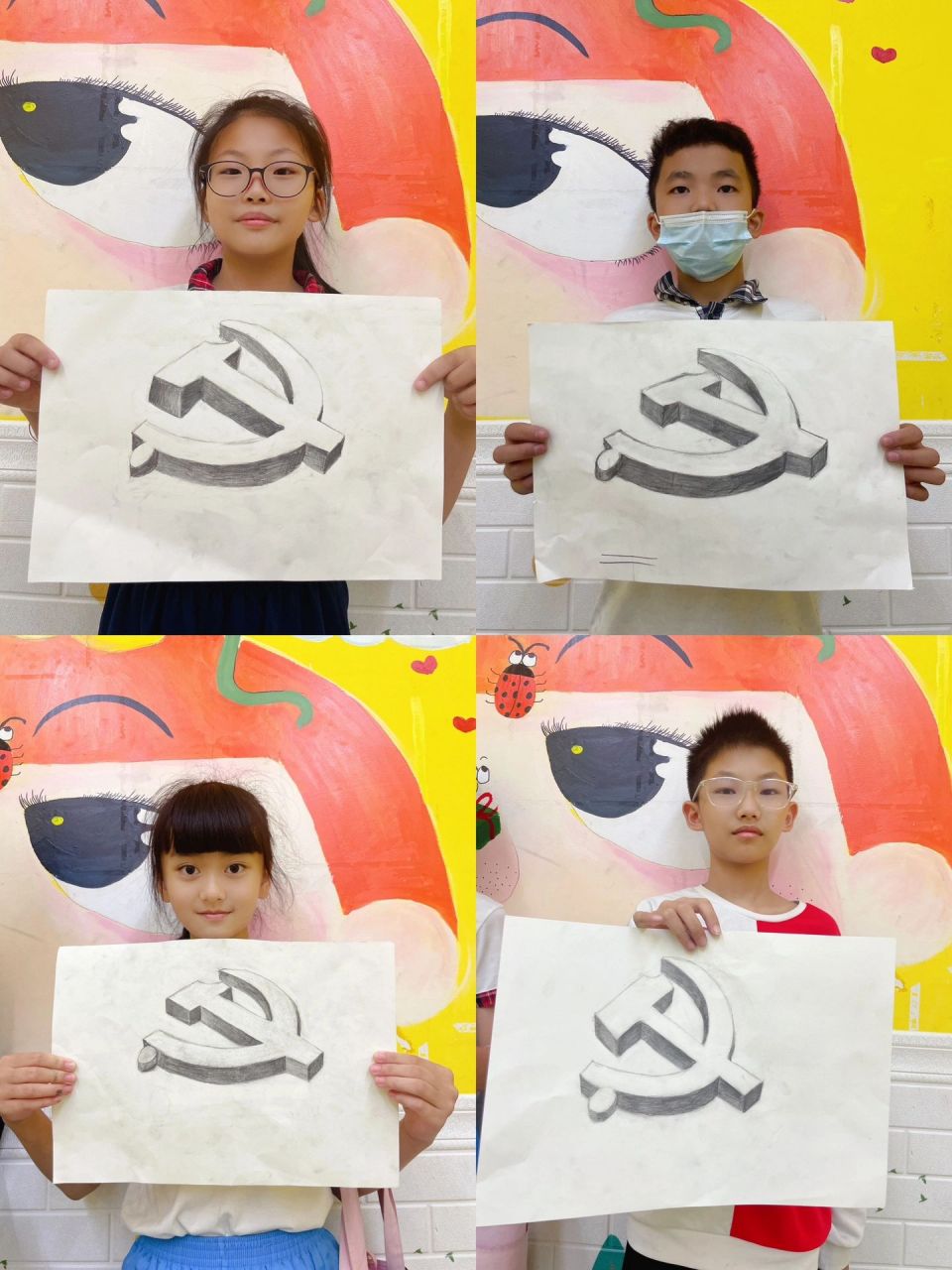 党徽素描|国庆节主题绘画 ✍🏻简单好上手 多注意透视关系