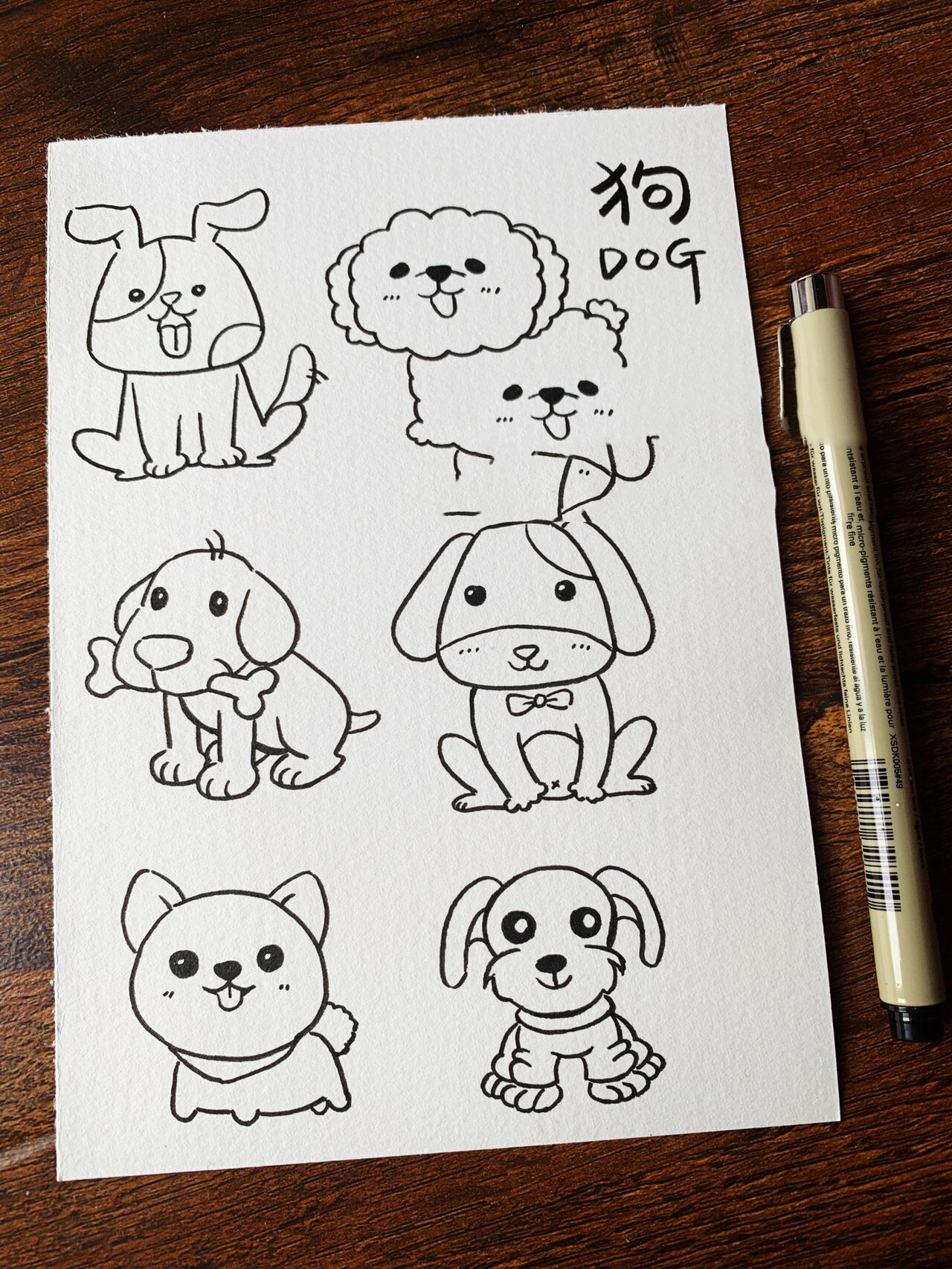狗狗主题手绘手帐儿童简笔画素材线稿上色图