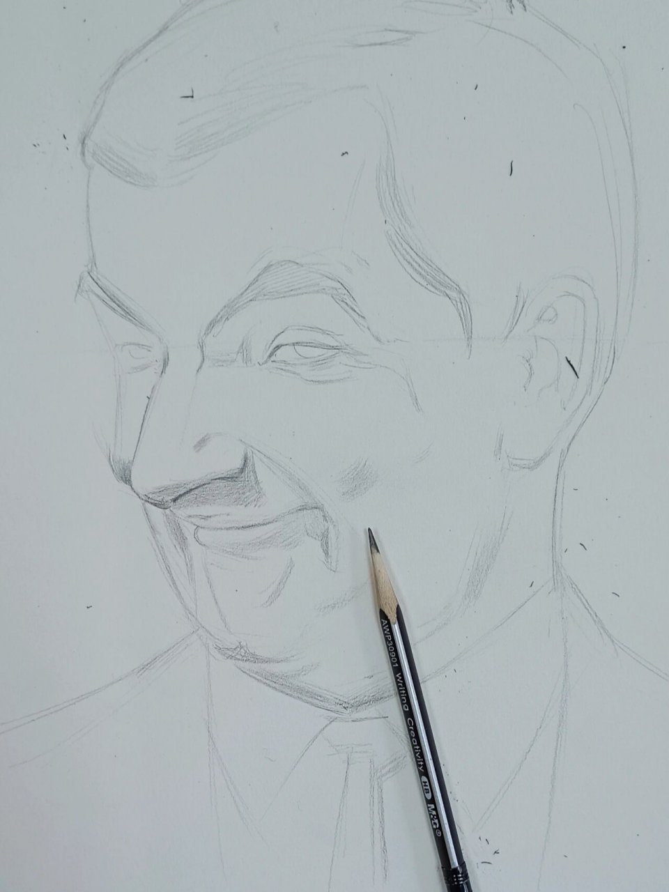 憨豆先生素描带简略步骤图