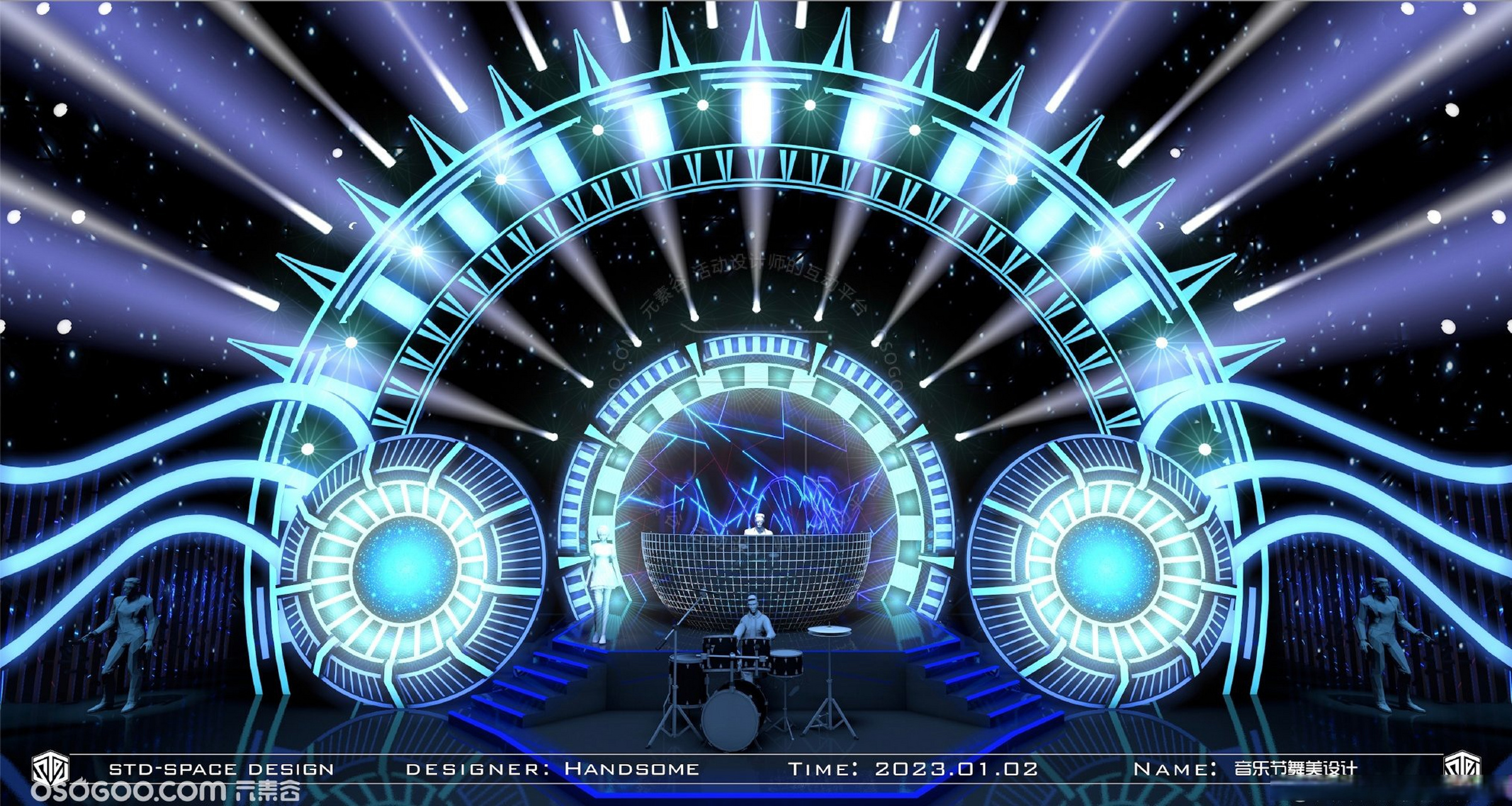 电音节舞台设计,音乐节舞美设计,演唱会舞台设计.#元素谷