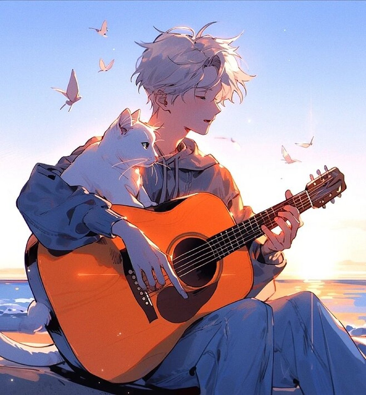 治愈头像92分享一组好看男头&弹吉他的男生