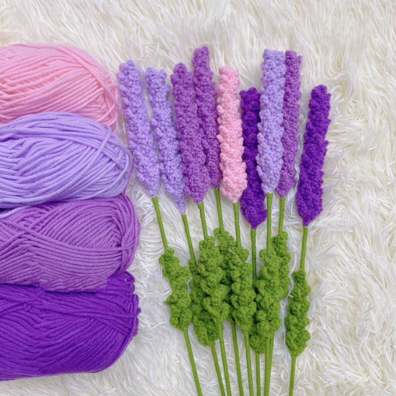 薰衣草钩织|附图解 薰衣草是一种馥郁的紫蓝色小花96 它的花语是"