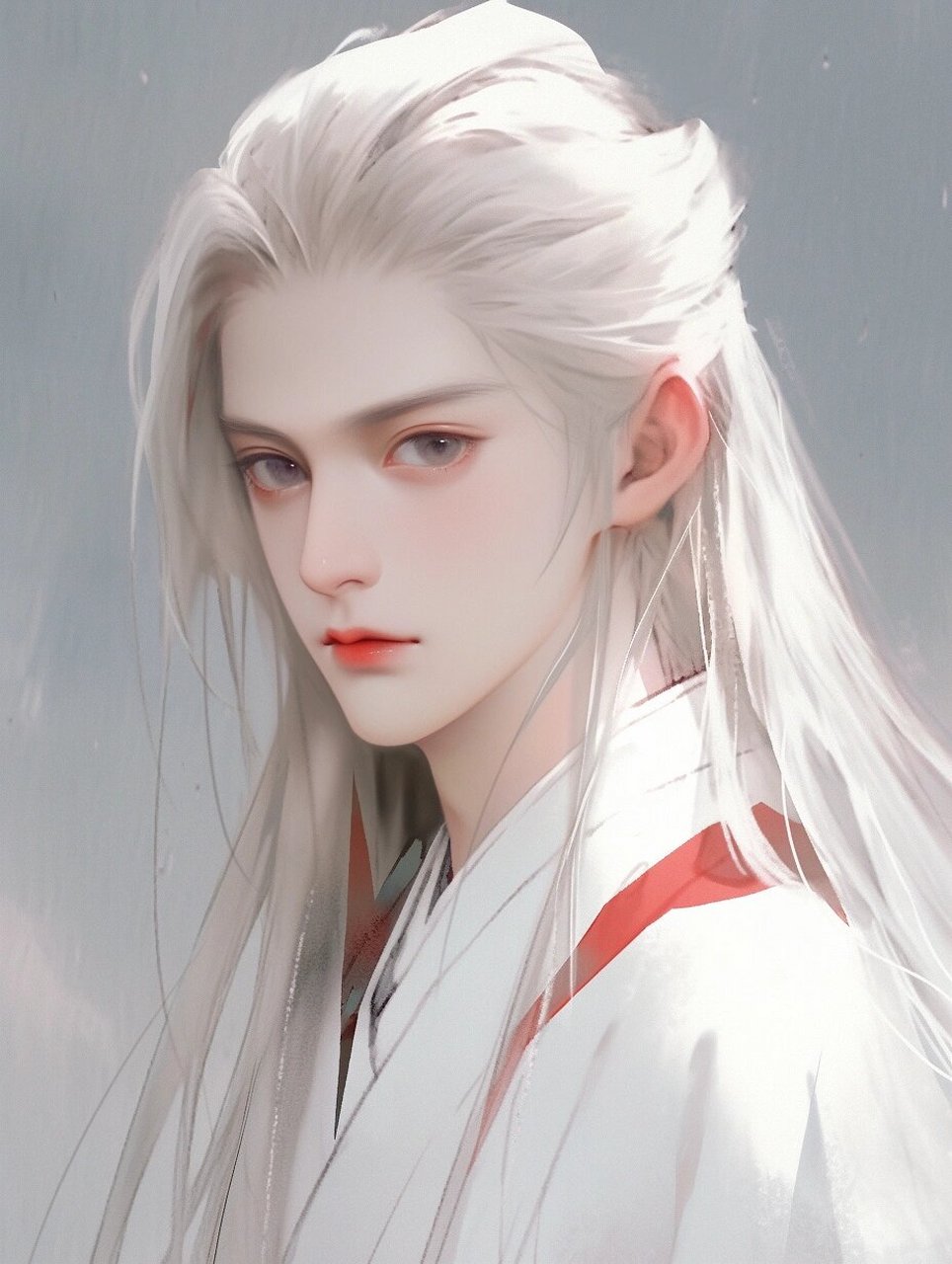 古风 白发美艳男配 男生头像 男生25 他宛若青玉般温润,肤色如初