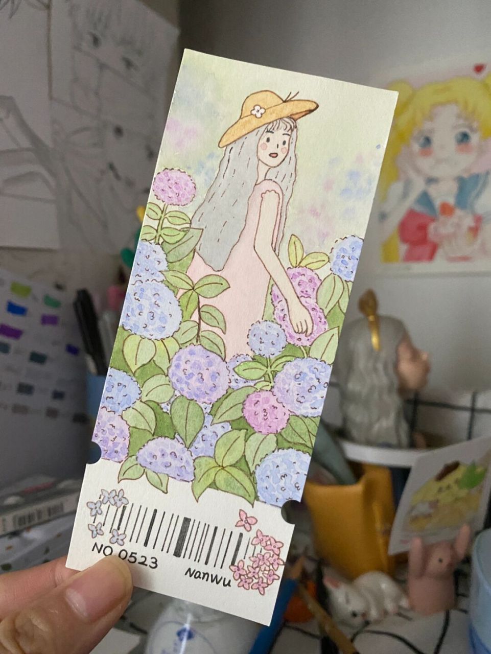 画画# #水彩# #自制书签# #书签# #少女心# #无尽夏
