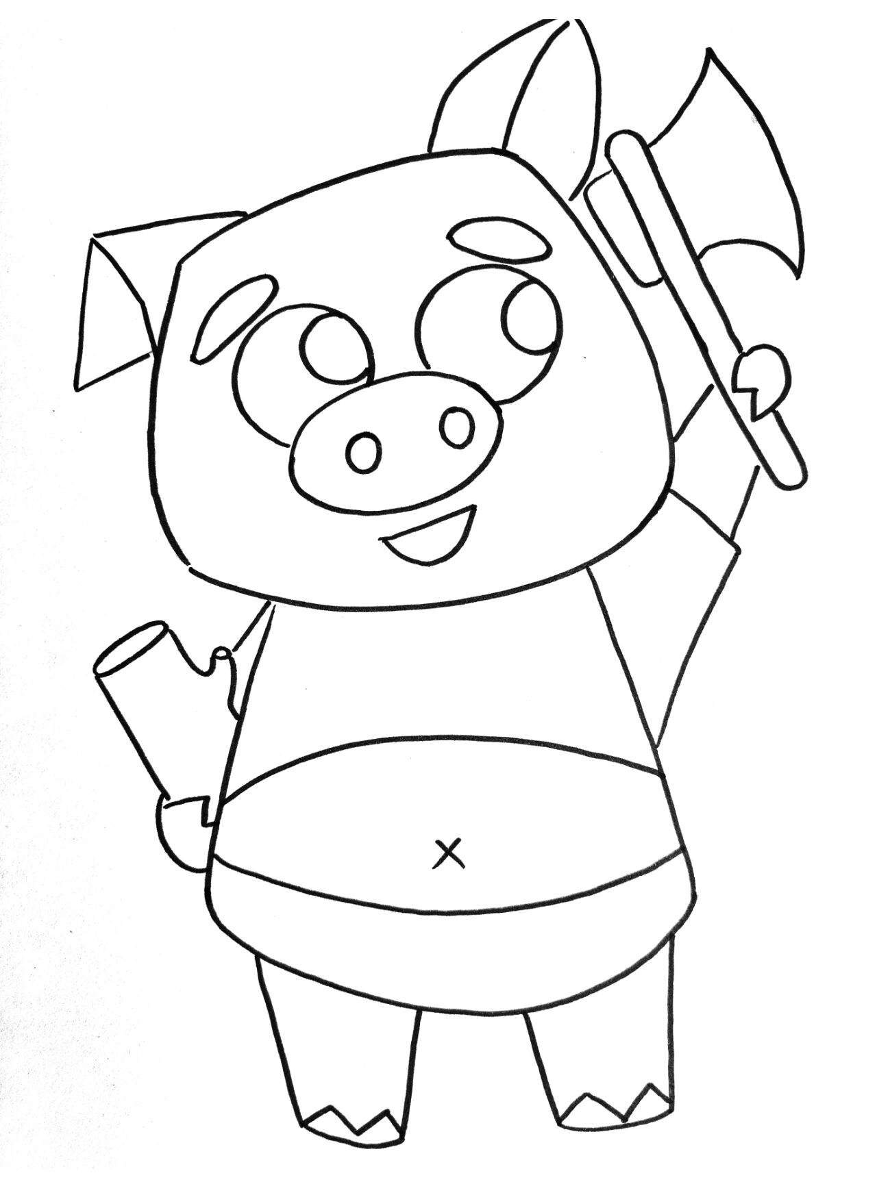 简笔画三只小猪盖房子图片
