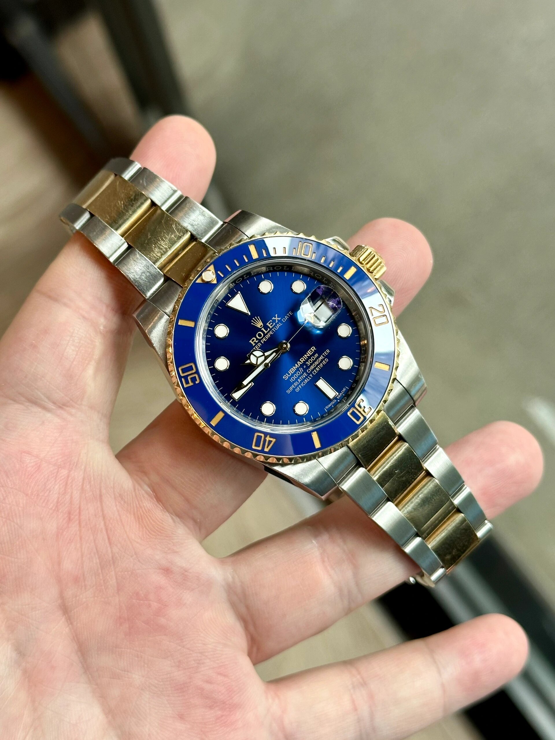 劳力士间金蓝鬼,老款二手 劳力士116613lb,老款间金蓝水鬼,二手,原始