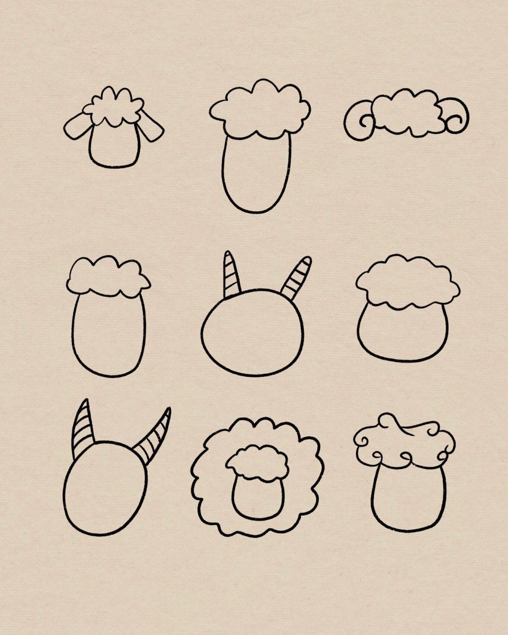 九种小羊简笔画画法|附过程 小羊不就是这么丑萌丑萌的嘛～ 临摹
