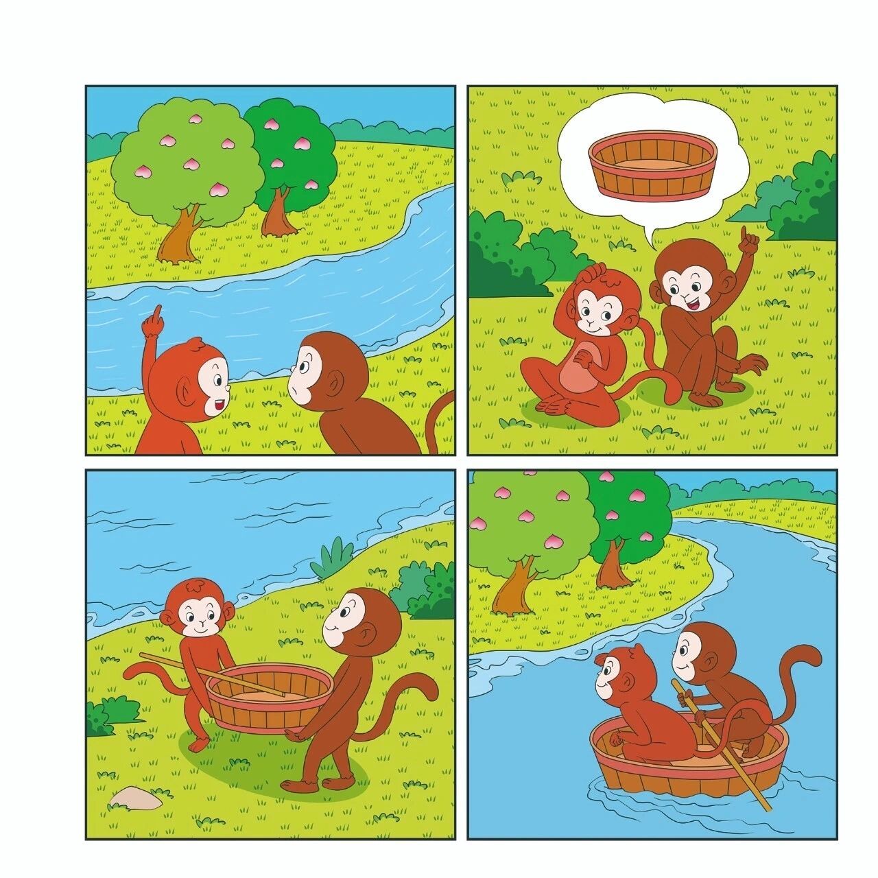 小猴子补船看图写话图片