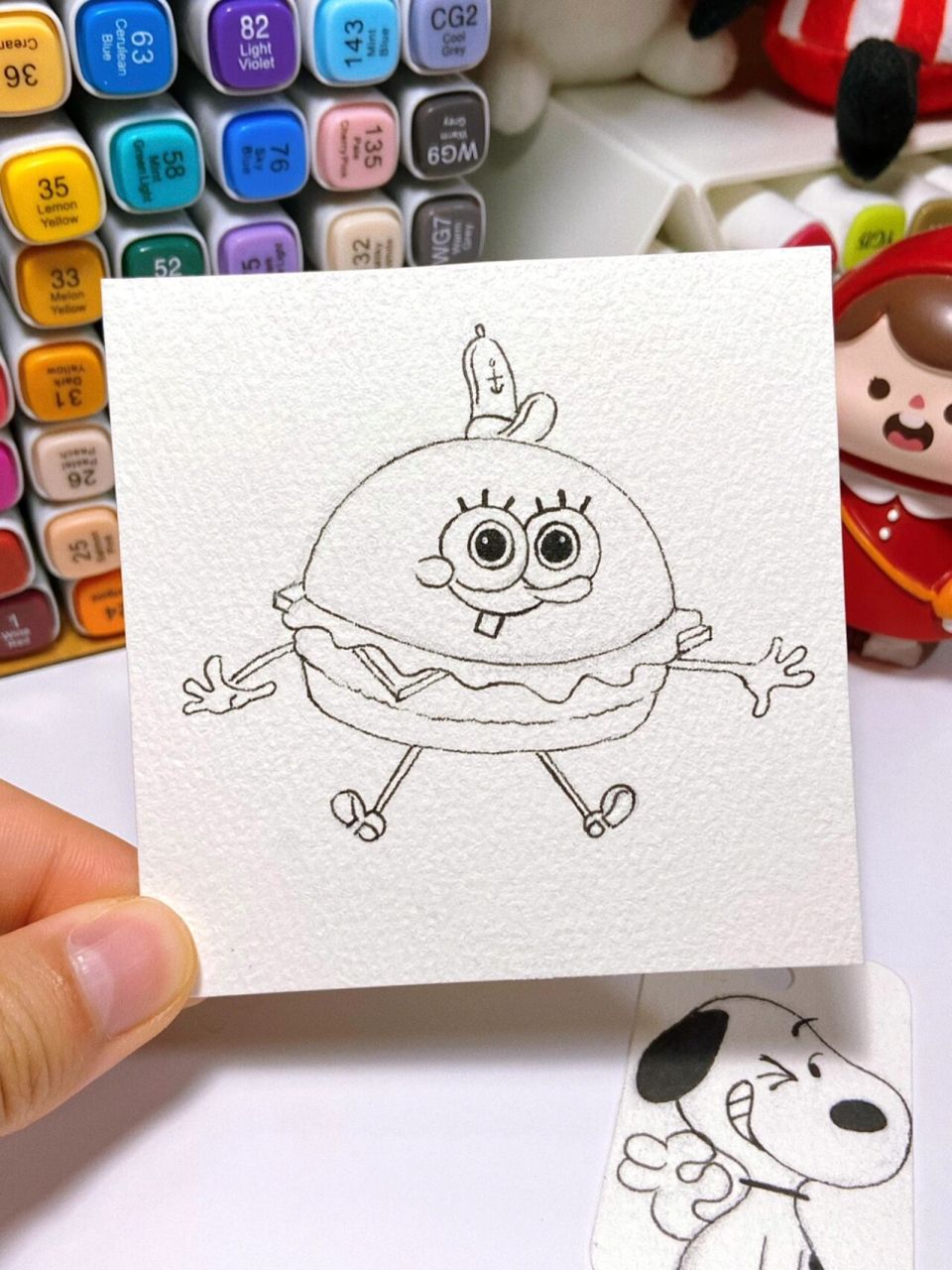 92海绵堡宝 78汉堡包小海绵已上线 7615水彩手绘附过程