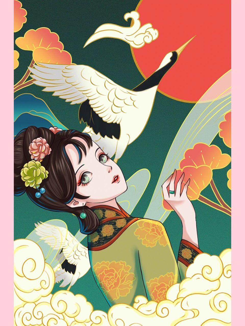国潮插画|古风美女人物插画 夏日滤镜 国潮风人物插画真的太好看了