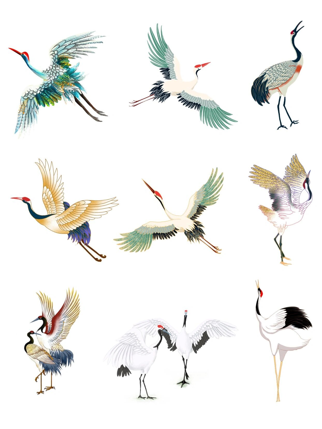 666466款97中国风|水墨仙鹤png免抠素材75