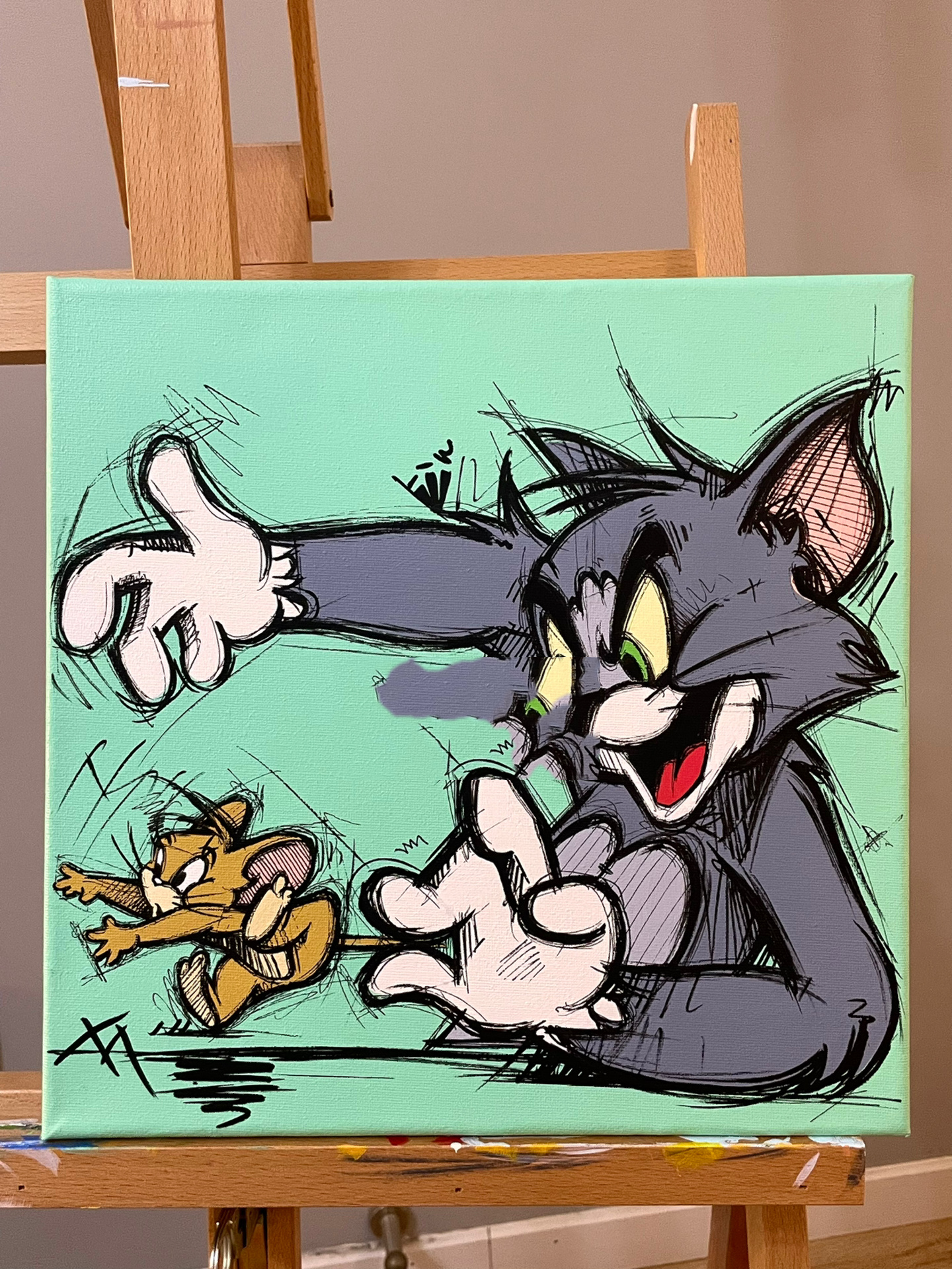 猫和老鼠|丙烯画|详细步骤图 96汤姆竟然是捕鼠冠军,却抓不到杰瑞