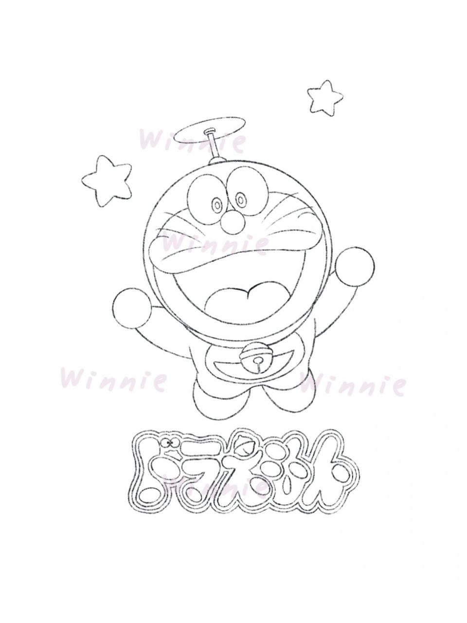 【手绘彩铅童年卡通】哆啦a梦/附线稿 老规矩:完整绘画过程视频在主页