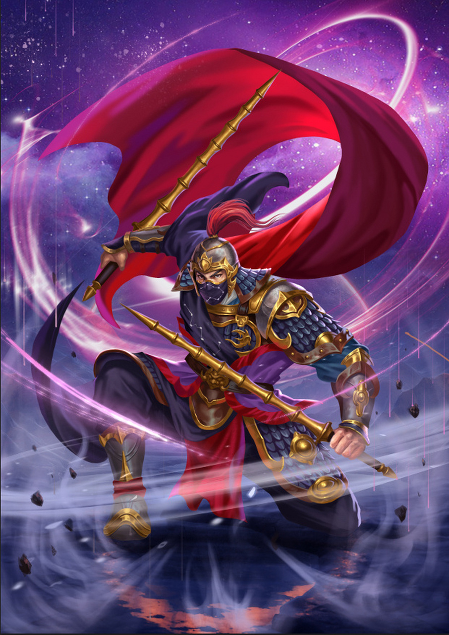 水浒重绘 双鞭呼延灼 烽火狼烟告边危,酒炙分麾策马催.