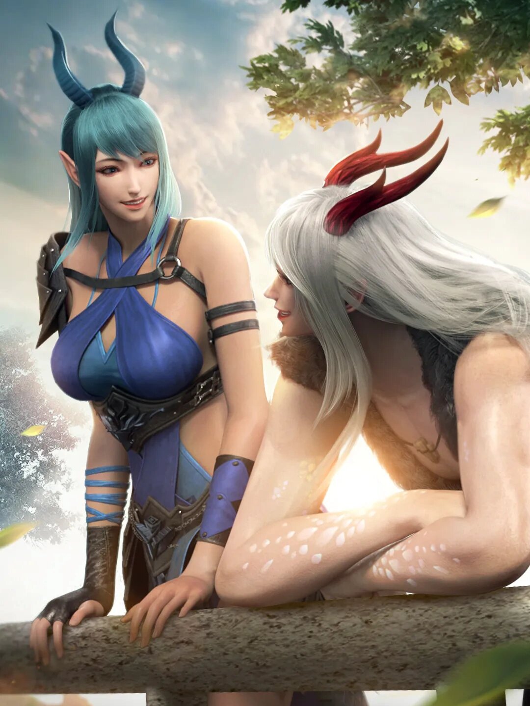 《西行纪》cp壁纸『敖雪』 敖雪x敖灵,天羽狩x敖雪双人手机壁纸 有