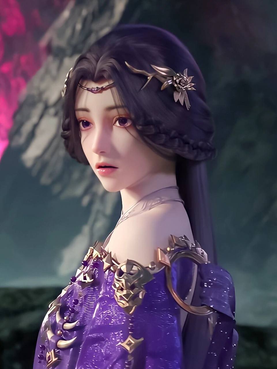 动漫《完美世界》云曦壁纸 云曦 天神山紫衣少女,与石昊多次互动,渐渐