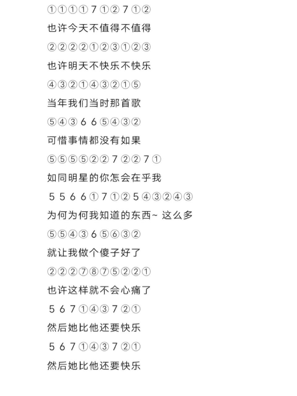 光遇琴谱(一个傻子)  歌名:一个傻子 989898真的爱上这首歌了